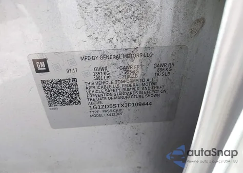 2018 Chevrolet Malibu Lt z USA, uszkodzony, nr VIN 1G1ZD5STXJF109444